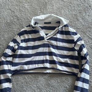 Brandy Melville Navy and White Striped Top